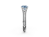 White gold Fancy Blue Round  Solitaire Pave Split Shank Engagement Ring with Six-Prong Setting_39