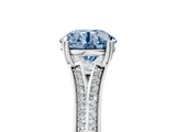 White gold Fancy Blue Round  Solitaire Pave Split Shank Engagement Ring with Six-Prong Setting_42
