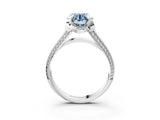 White gold Fancy Blue Round  Solitaire Pave Split Shank Ring with Four-Prong Setting_124
