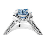 White gold Fancy Blue Round  Solitaire Pave Split Shank Ring with Four-Prong Setting_126