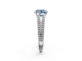 White gold Fancy Blue Round  Solitaire Split Shank Pavé Diamond Engagement Ring_393