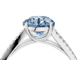 White gold Fancy Blue Round  Solitaire Split Shank Pavé Diamond Engagement Ring_395