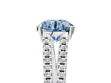 White gold Fancy Blue Round  Solitaire Split Shank Pavé Diamond Engagement Ring_396