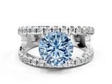 White gold Fancy Blue Round  Solitaire Split Shank Pave Diamond Ring_48