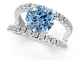 White gold Fancy Blue Round  Solitaire Split Shank Pave Diamond Ring_49