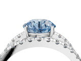 White gold Fancy Blue Round  Solitaire Split Shank Pave Diamond Ring_52