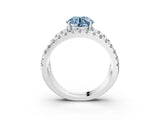 White gold Fancy Blue Round  Solitaire Split Shank Pave Diamond Ring_52