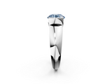White gold Fancy Blue Round  Solitaire Tension Set Diamond Ring with Wide Band_22