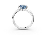 White gold Fancy Blue Round  Solitaire Tension Set Diamond Ring with Wide Band_23
