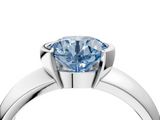 White gold Fancy Blue Round  Solitaire Tension Set Diamond Ring with Wide Band_24