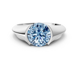 White gold Fancy Blue Round  Solitaire Tension Set Diamond Ring_20