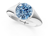 White gold Fancy Blue Round  Solitaire Tension Set Diamond Ring_21