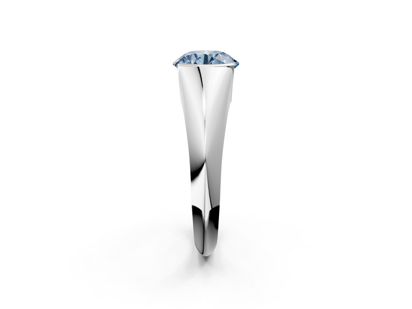 White gold Fancy Blue Round  Solitaire Tension Set Diamond Ring
