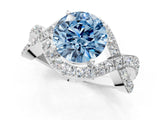 White gold Fancy Blue Round  Solitaire Twist Band Pavé Diamond Engagement Ring_33