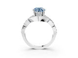 White gold Fancy Blue Round  Solitaire Twist Band Pavé Diamond Engagement Ring_33