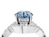 White gold Fancy Blue Round  Solitaire Twist Band Pavé Diamond Engagement Ring_36