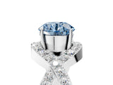 White gold Fancy Blue Round  Solitaire Twist Band Pavé Diamond Engagement Ring_37