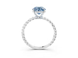 White gold Fancy Blue Round  Solitaire Twist Band Ring with Four-Prong Setting_17