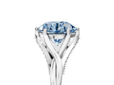 White gold Fancy Blue Round  Solitaire Twist Band Six-Prong Setting