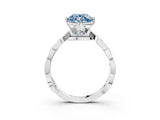 White gold Fancy Blue Round  Solitaire Twist Band with Leaf Prong Setting 4