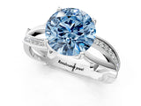White gold Fancy Blue Round  Solitaire Twist Band with Pavé Accents and Four-Prong Setting_21