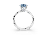 White gold Fancy Blue Round  Solitaire Twist Band with Pavé Accents and Four-Prong Setting_23