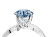 White gold Fancy Blue Round  Solitaire Twist Band with Pavé Accents and Four-Prong Setting_24