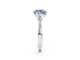White gold Fancy Blue Round  Solitaire Twist Band with Pavé Diamonds and Four-Prong Setting_66
