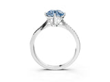 White gold Fancy Blue Round  Solitaire Twist Band with Pavé Diamonds and Four-Prong Setting_67