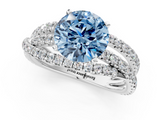White gold Fancy Blue Round  Solitaire Twist Band with Pavé Setting and Four-Prong Setting_79