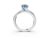 White gold Fancy Blue Round  Solitaire Twist Band with Pavé Setting and Four-Prong Setting_84