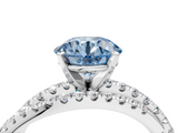 White gold Fancy Blue Round  Solitaire Twist Band with Pavé Setting and Four-Prong Setting_85