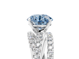 White gold Fancy Blue Round  Solitaire Twist Band with Pavé Setting and Four-Prong Setting_86