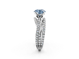 White gold Fancy Blue Round  Solitaire Twist Band with Pavé Setting and Four-Prong Setting_89