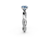 White gold Fancy Blue Round  Solitaire Twist Band with Pave Prong Setting_115