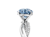 White gold Fancy Blue Round  Solitaire Twist Band with Pave Prong Setting_133