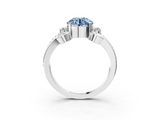 White gold Fancy Blue Round  Solitaire Twisted Band Scroll Prong Ring_6