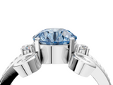 White gold Fancy Blue Round  Solitaire Twisted Band Scroll Prong Ring_7