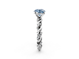 White gold Fancy Blue Round  Solitaire Twisted Band with Pavé Accents and Four-Prong Setting_5