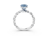 White gold Fancy Blue Round  Solitaire Twisted Band with Pavé Accents and Four-Prong Setting_6