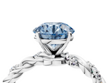 White gold Fancy Blue Round  Solitaire Twisted Band with Pavé Accents and Four-Prong Setting_7