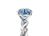 White gold Fancy Blue Round  Solitaire Twisted Band with Pavé Accents and Four-Prong Setting_8