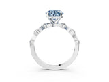 White gold Fancy Blue Round  Solitaire Twisted Band with Prong Setting 4