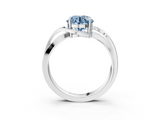 White gold Fancy Blue Round  Solitaire Twisted Band with Prong Setting_6