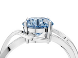 White gold Fancy Blue Round  Solitaire Twisted Band with Prong Setting_7