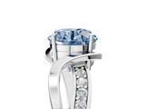 White gold Fancy Blue Round  Solitaire Twisted Band with Prong Setting_8