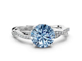 White gold Fancy Blue Round  Solitaire Twisted Pave Diamond Ring with Four-Prong Setting_12