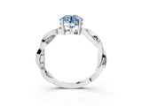 White gold Fancy Blue Round  Solitaire Twisted Pave Diamond Ring with Four-Prong Setting_143