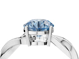 White gold Fancy Blue Round  Solitaire Twisted Pave Diamond Ring with Four-Prong Setting_144