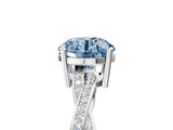 White gold Fancy Blue Round  Solitaire Twisted Pave Diamond Ring with Four-Prong Setting_145